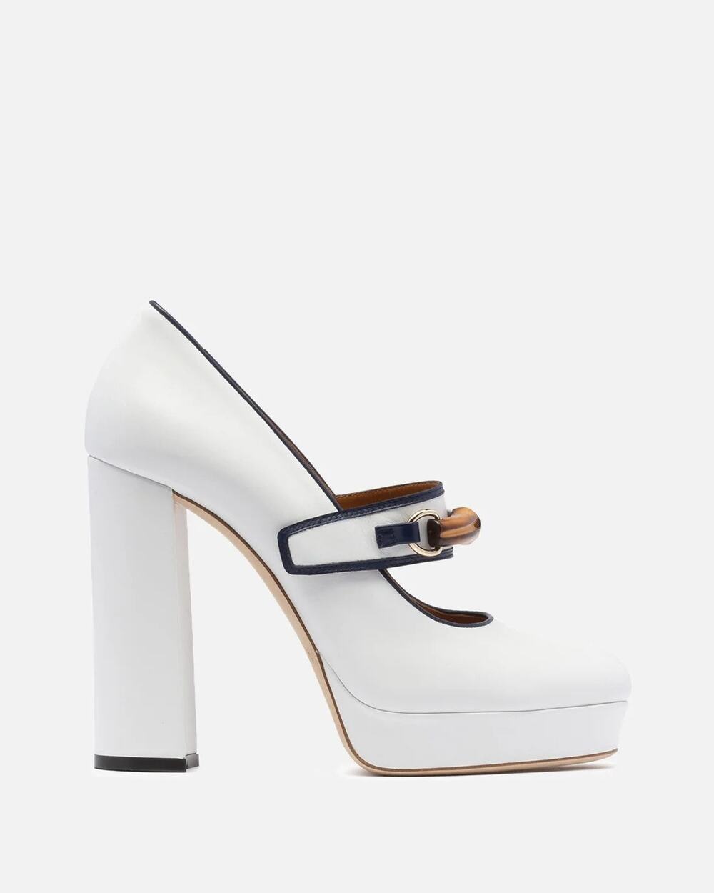 NWT CasaBlanca Womens Bamboo Pumps Luxury Italian Mary Janes Resort White 39